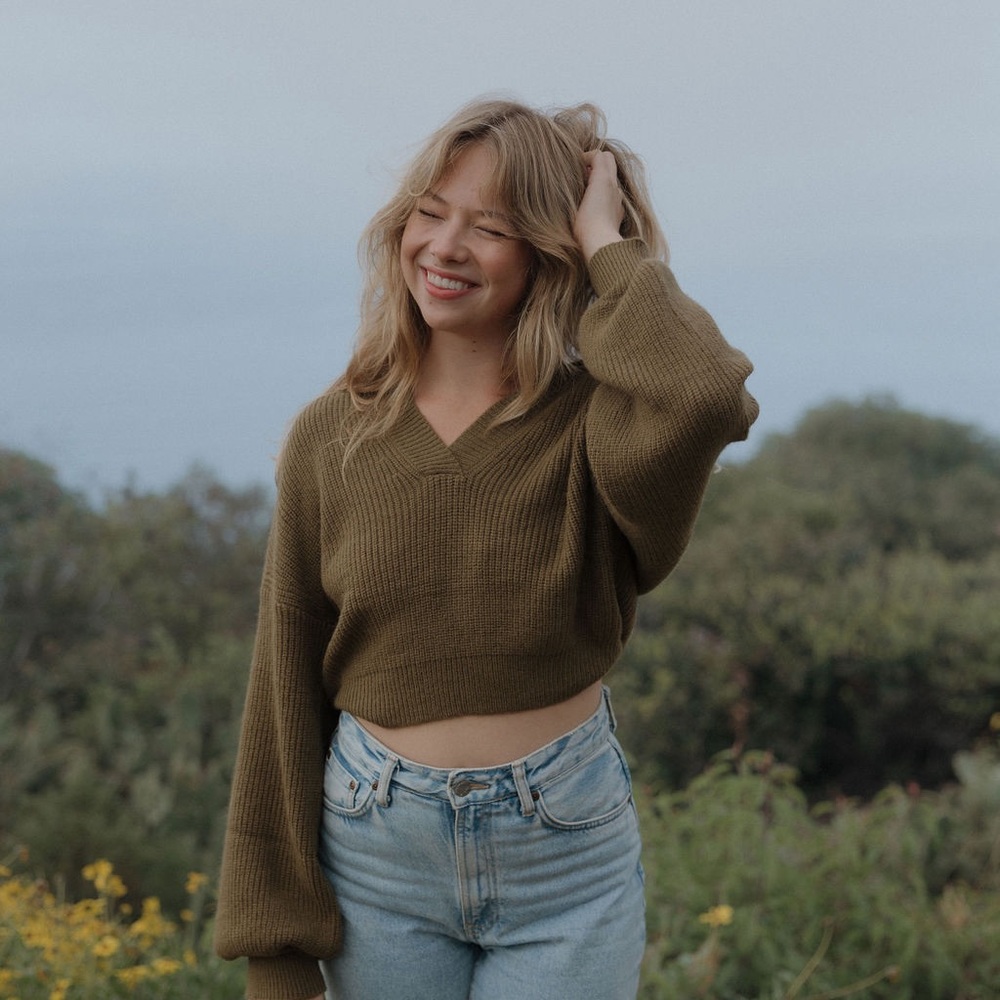 Olive green collared sweater
